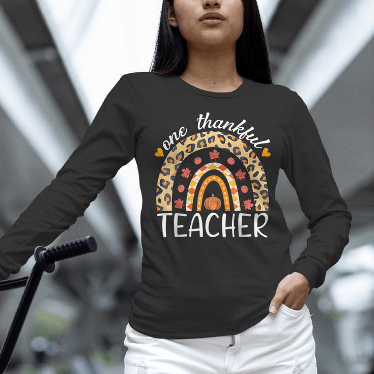 One Thankful Teacher Thanksgiving Rainbow Leopard Fall Women Long Sleeve T-Shirt, gift for family, gift for coworker One Thankful Teacher Thanksgiving Rainbow Leopard Fall Women Long Sleeve T-Shirt, gift for family, gift for coworker