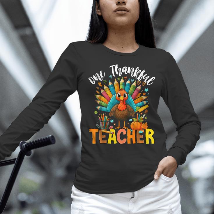 One Thankful Teacher Thanksgiving Turkey Cute Crayon Pencil Women Long Sleeve T-Shirt, gift for family, gift for coworker One Thankful Teacher Thanksgiving Turkey Cute Crayon Pencil Women Long Sleeve T-Shirt, gift for family, gift for coworker