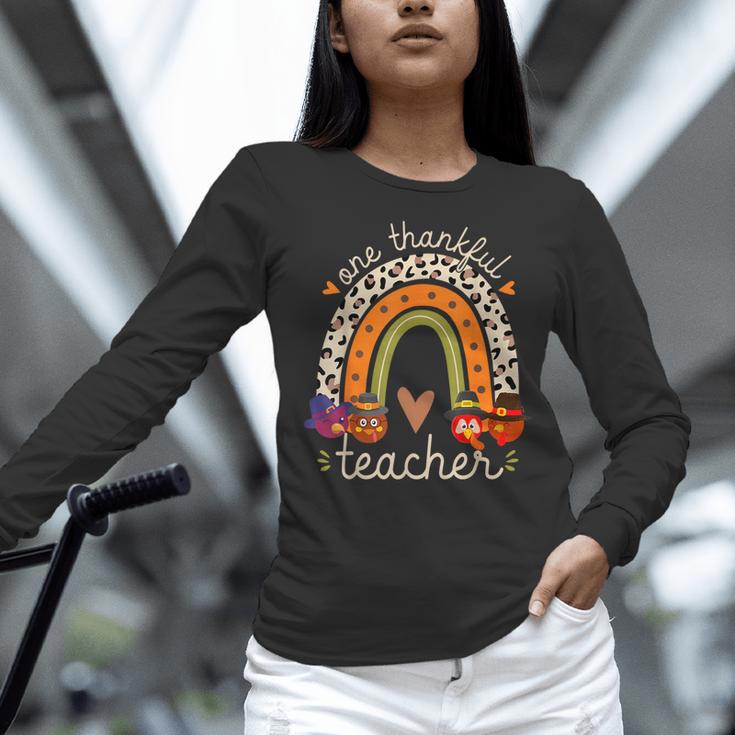 One Thankful Teacher Thanksgiving Turkey Rainbow Fall Women Long Sleeve T-Shirt, gift for family, gift for coworker One Thankful Teacher Thanksgiving Turkey Rainbow Fall Women Long Sleeve T-Shirt, gift for family, gift for coworker