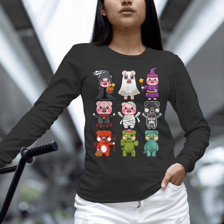 Pig Spooky Ghost Witch Boo-Jee Horror Pumpkin Pig Halloween Women Long Sleeve T-Shirt, gift for family, gift for coworker