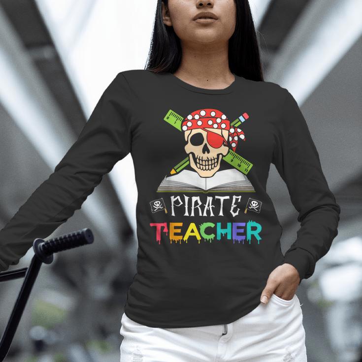 Pirate Teacher Halloween Skull Adult Women Long Sleeve T-Shirt, gift for family, gift for coworker