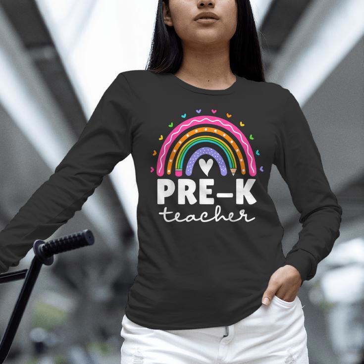 Pre-K Teacher Cute Pre Kindergarten For Teachers Rainbow For Men Women Kids Women Long Sleeve T-Shirt, gift for family, gift for coworker