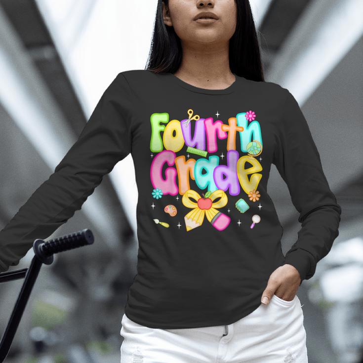 Preppy Fourth Grade Back To School 4th Grade Teacher Girls Women Long Sleeve T-Shirt, 4th Grade Teacher Shirts, gift for family, gift for coworker