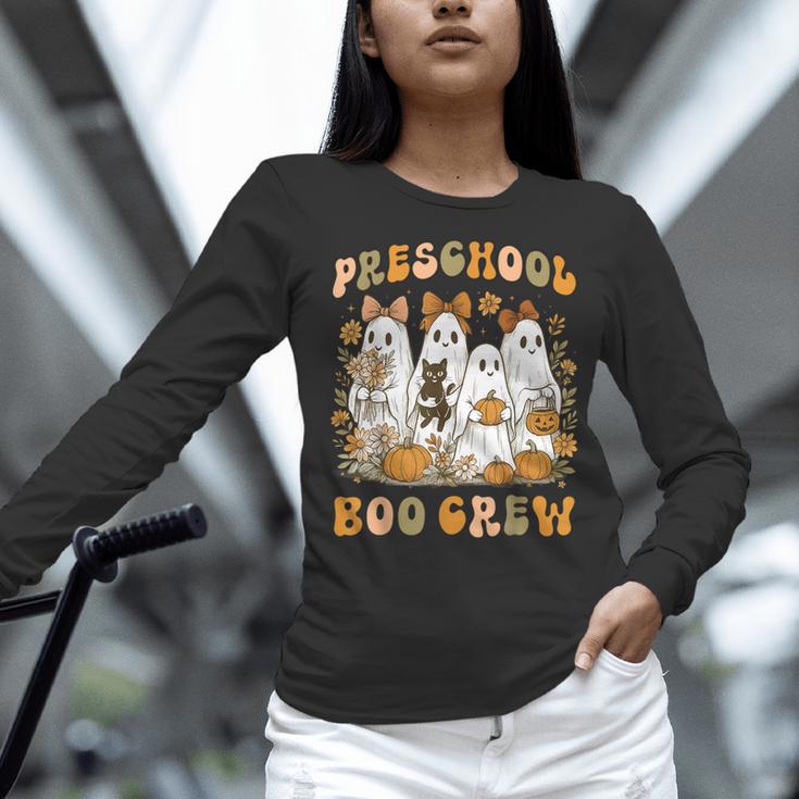 Preschool Boo Crew Teacher Kids Halloween Ghost Cat Pumpkin Women Long Sleeve T-Shirt, gift for family, gift for coworker Preschool Boo Crew Teacher Kids Halloween Ghost Cat Pumpkin Women Long Sleeve T-Shirt, gift for family, gift for coworker