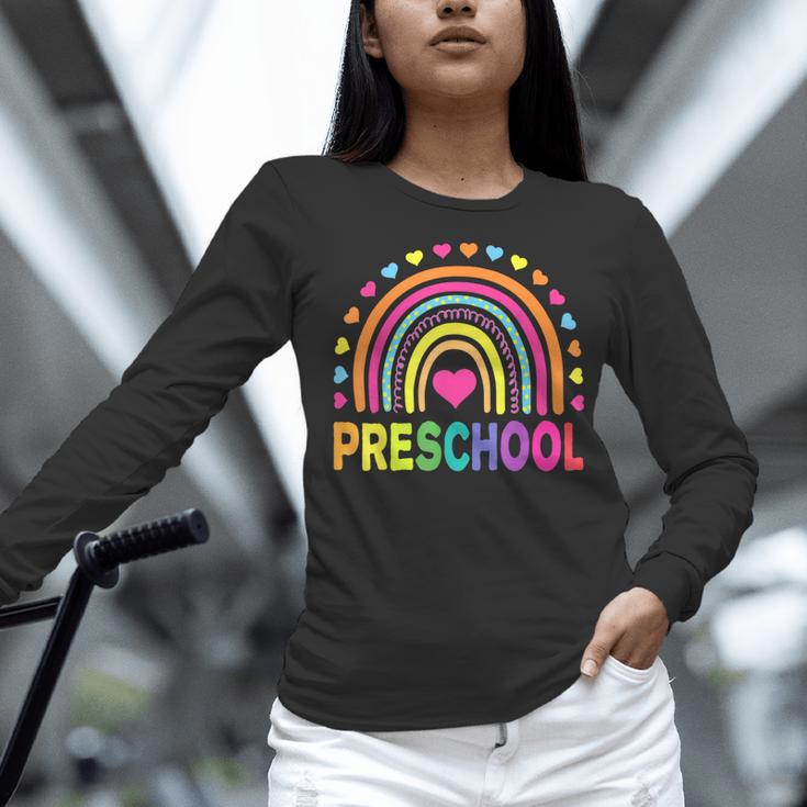 Preschool Rainbow Girls Boys Kids Teacher Back To School Women Long Sleeve T-Shirt, gift for family, gift for coworker Preschool Rainbow Girls Boys Kids Teacher Back To School Women Long Sleeve T-Shirt, gift for family, gift for coworker