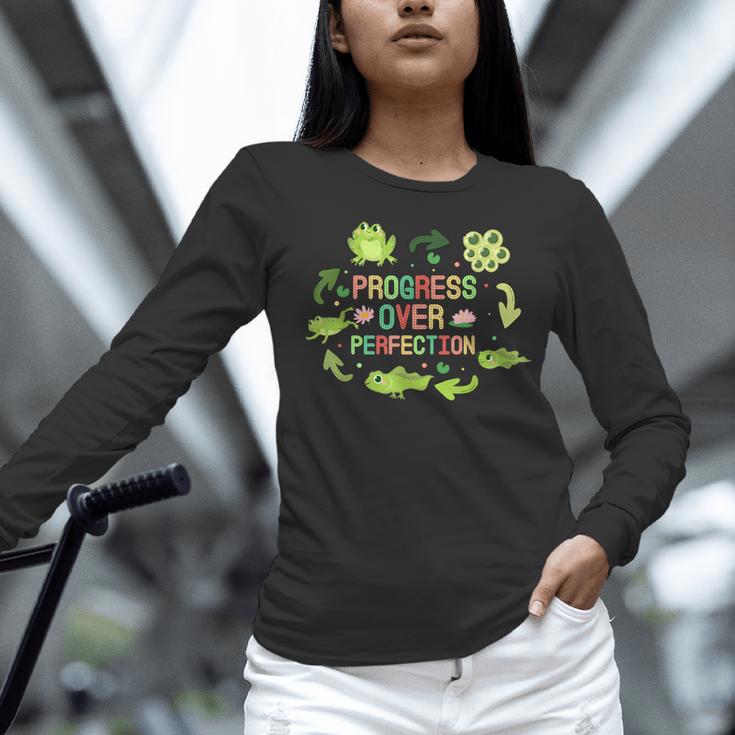 Progress Over Perfection Frog Back To School Teacher Women Long Sleeve T-Shirt, gift for family, gift for coworker Progress Over Perfection Frog Back To School Teacher Women Long Sleeve T-Shirt, gift for family, gift for coworker