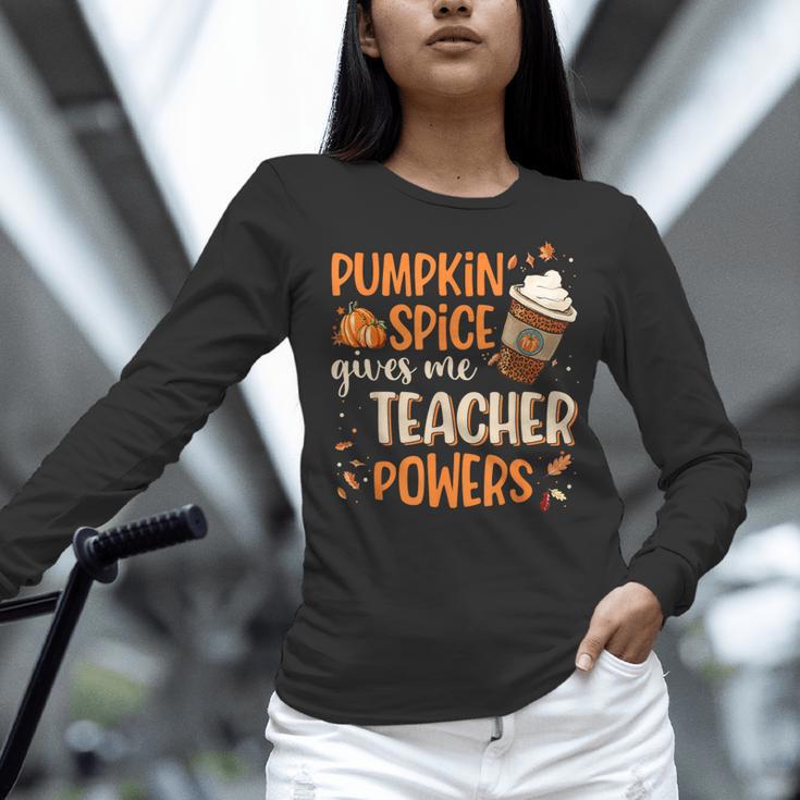 Pumpkin Spice Gives Me Teacher Powers Fall Thanksgiving Men Women Women Long Sleeve T-Shirt, gift for family, gift for coworker Pumpkin Spice Gives Me Teacher Powers Fall Thanksgiving Men Women Women Long Sleeve T-Shirt, gift for family, gift for coworker