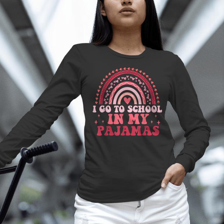 Rainbow Homeschool Mom Teacher I Go To School In My Pajamas Women Long Sleeve T-Shirt, gift for family, gift for coworker Rainbow Homeschool Mom Teacher I Go To School In My Pajamas Women Long Sleeve T-Shirt, gift for family, gift for coworker