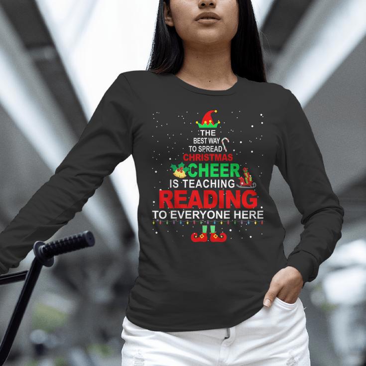 Reading Teacher Christmas Shirt Elf Christmas Cheer For Men Women Women Long Sleeve T-Shirt, gift for family, gift for coworker