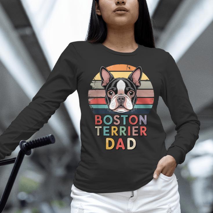 Retro Boston Terrier Dad Women Long Sleeve T-Shirt, Boston Terrier Dad Shirts, gift for family, gift for coworker