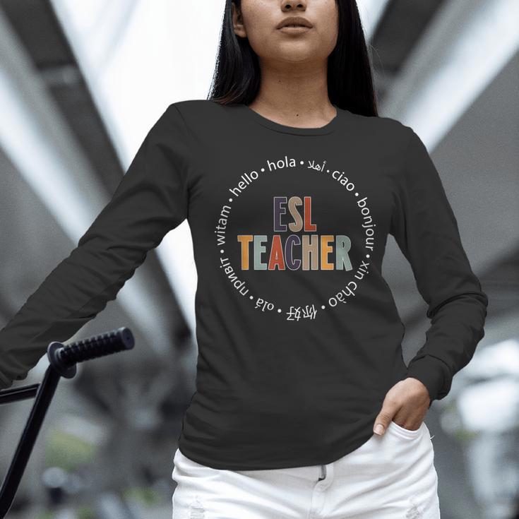Retro ESL Teacher Teach Multilingual Learners Team Women Long Sleeve T-Shirt, Esl Teacher Shirts, gift for family, gift for coworker