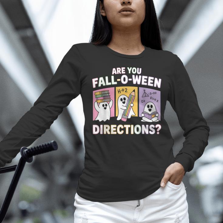 Retro Are You Fall O Ween Directions Teacher Halloween Ghost Women Long Sleeve T-Shirt, gift for family, gift for coworker