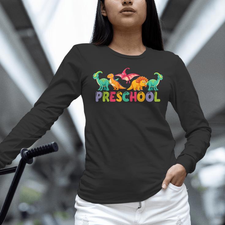 Retro Preschool Cute Dinosaur Preschool Teacher Kids Boys Women Long Sleeve T-Shirt, gift for family, gift for coworker Retro Preschool Cute Dinosaur Preschool Teacher Kids Boys Women Long Sleeve T-Shirt, gift for family, gift for coworker