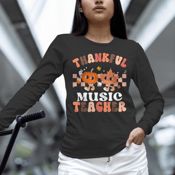 Retro Thankful Music Teacher Pumpkin Fall Thanksgiving Women Long Sleeve T-Shirt, gift for family, gift for coworker
