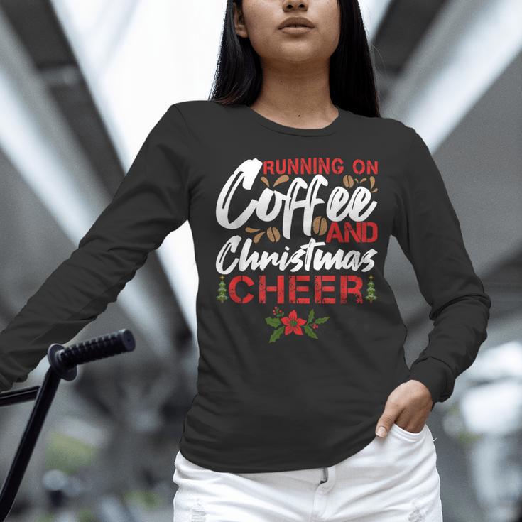 Running On Coffee And Christmas Cheer Lover Teacher For Men Women Kids Women Long Sleeve T-Shirt, gift for family, gift for coworker