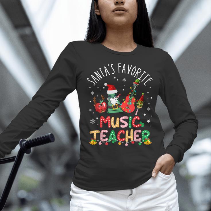 Santa's Favorite Music Teacher Christmas Santa Hat Matching Women Long Sleeve T-Shirt, gift for family, gift for coworker Santa's Favorite Music Teacher Christmas Santa Hat Matching Women Long Sleeve T-Shirt, gift for family, gift for coworker
