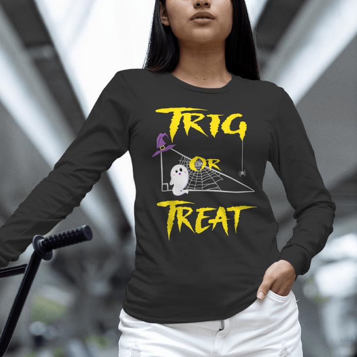 School Math Teacher Halloween 2022 Trig Or Treat Shirt Women Long Sleeve T-Shirt, gift for family, gift for coworker