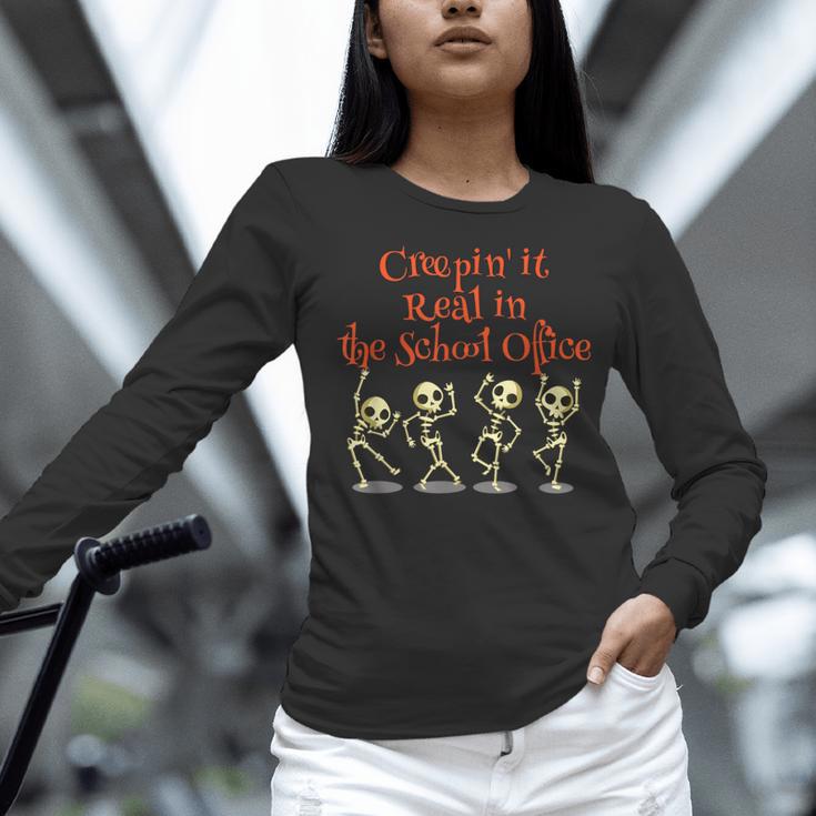 School Office Clerk Creepin' It Real HALLOWEEN Teacher Shirt Women Long Sleeve T-Shirt, gift for family, gift for coworker School Office Clerk Creepin' It Real HALLOWEEN Teacher Shirt Women Long Sleeve T-Shirt, gift for family, gift for coworker