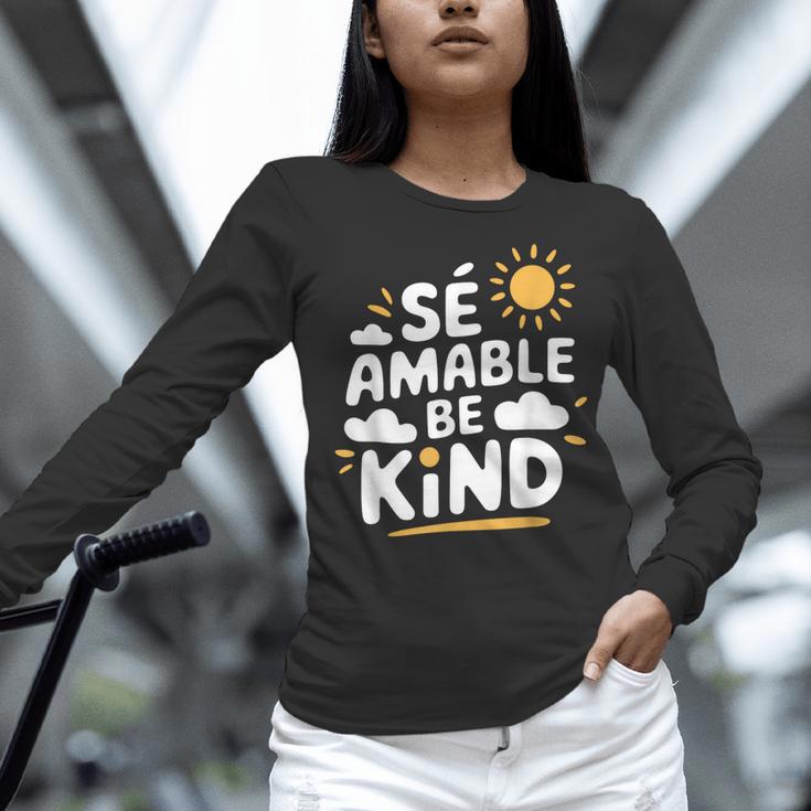 SÉ AMABLE Be Kind Bilingual Teacher Maestra Spanish Teacher Women Long Sleeve T-Shirt, gift for family, gift for coworker