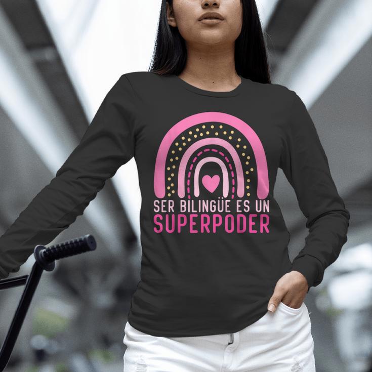 Ser Bilingue Es Un Superpoder Spanish Teacher Esl Teacher Women Long Sleeve T-Shirt, Esl Teacher Shirts, gift for family, gift for coworker Ser Bilingue Es Un Superpoder Spanish Teacher Esl Teacher Women Long Sleeve T-Shirt, Esl Teacher Shirts, gift for family, gift for coworker