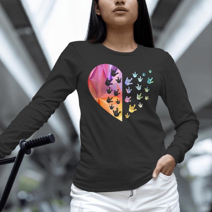 Sign Language Heart ASL For Deaf Teacher Women Long Sleeve T-Shirt, gift for family, gift for coworker