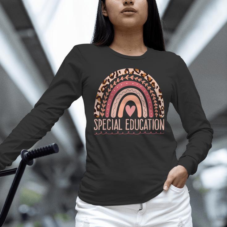 Special Education Shirt Teacher SPED Leopard Boho Rainbow Women Long Sleeve T-Shirt, gift for family, gift for coworker