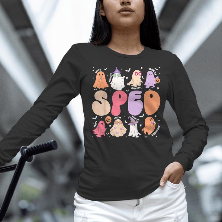 Special Education Teacher Ghosts Halloween SPED Teacher Women Long Sleeve T-Shirt, gift for family, gift for coworker