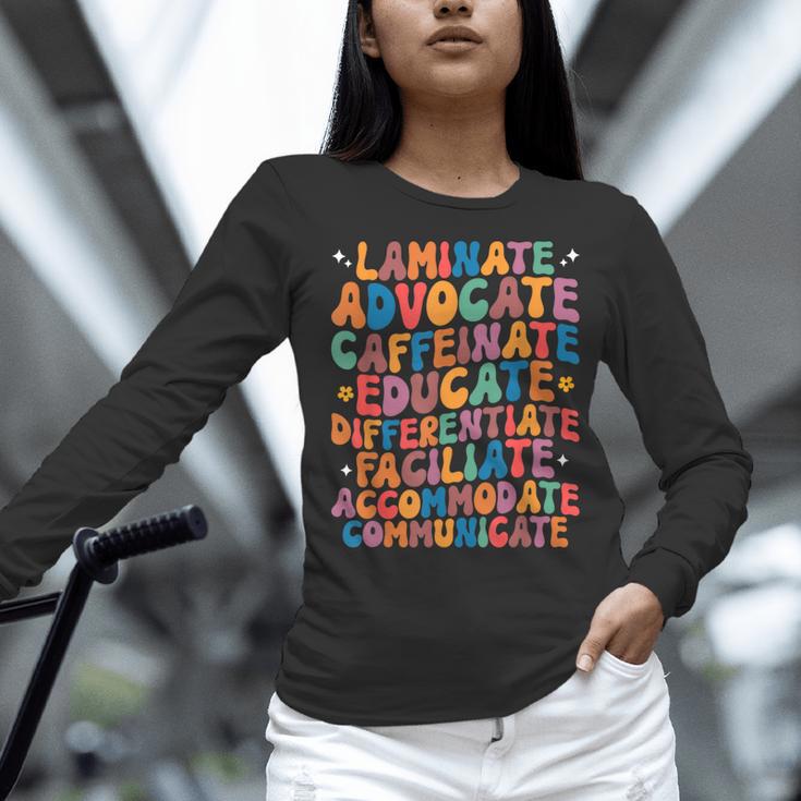Sped Caffeinate Advocate Laminate Educate Teacher Men Women Kids Women Long Sleeve T-Shirt, gift for family, gift for coworker