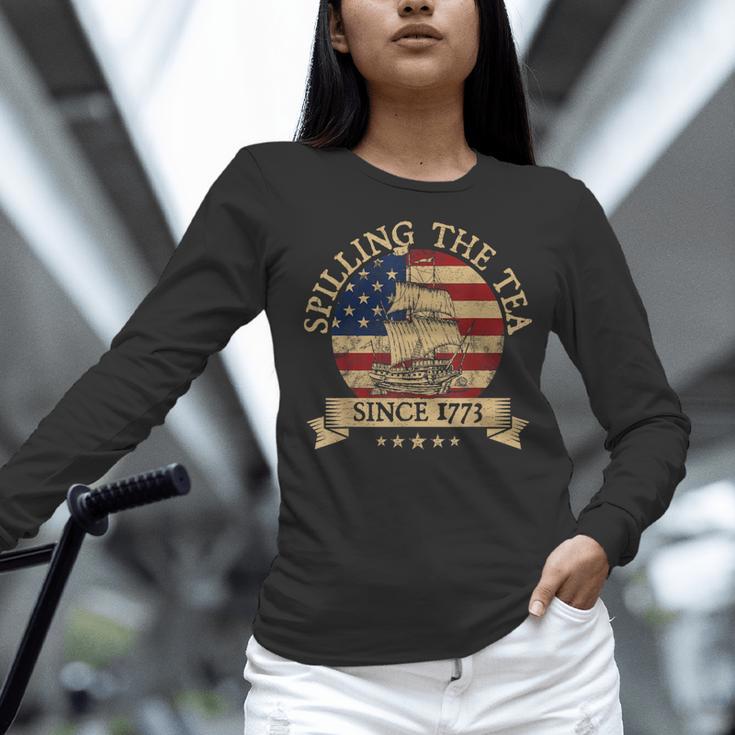 Spilling The Tea Since 1773 Vintage Us History Teacher Women Long Sleeve T-Shirt, History Teacher Shirts, gift for family, gift for coworker
