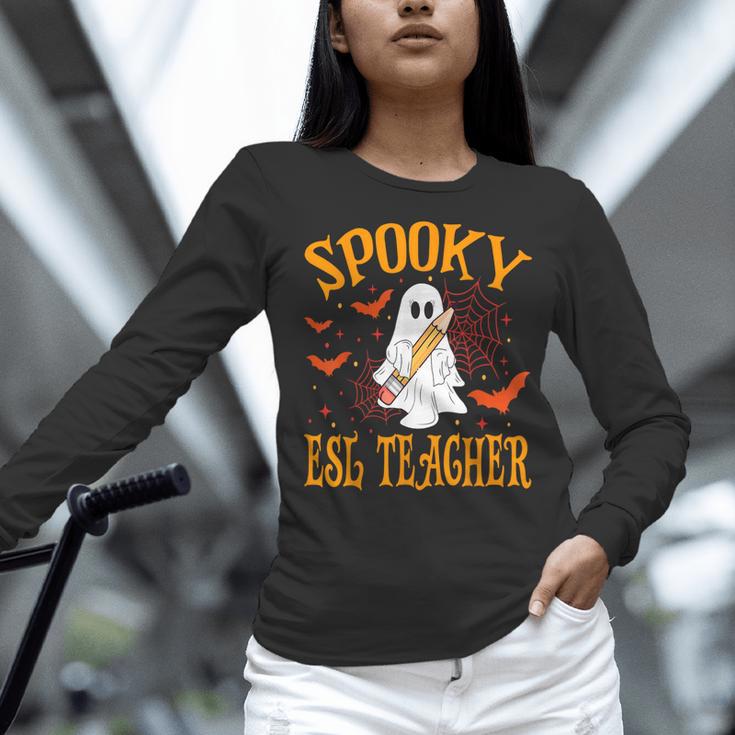 Spooky ESL Teacher Ghost Halloween School Women Women Long Sleeve T-Shirt, Esl Teacher Shirts, gift for family, gift for coworker Spooky ESL Teacher Ghost Halloween School Women Women Long Sleeve T-Shirt, Esl Teacher Shirts, gift for family, gift for coworker