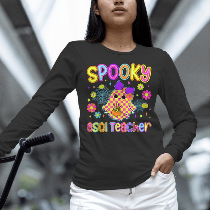 Spooky ESOL Teacher Halloween ESOL Teaching Coquette Women Long Sleeve T-Shirt, gift for family, gift for coworker