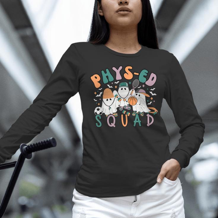 Spooky Ghost PE Teacher Squad Physical Education Halloween Women Long Sleeve T-Shirt, Pe Teacher Shirts, gift for family, gift for coworker Spooky Ghost PE Teacher Squad Physical Education Halloween Women Long Sleeve T-Shirt, Pe Teacher Shirts, gift for family, gift for coworker