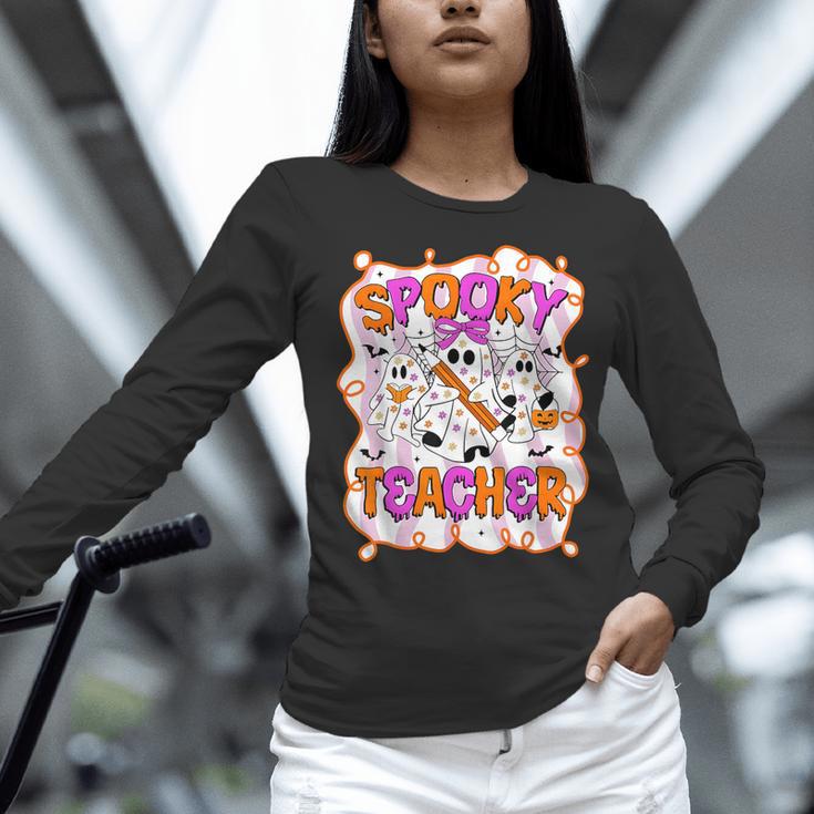 Spooky Teacher Ghost Pencil Teacher Halloween Teacher Women Long Sleeve T-Shirt, gift for family, gift for coworker Spooky Teacher Ghost Pencil Teacher Halloween Teacher Women Long Sleeve T-Shirt, gift for family, gift for coworker