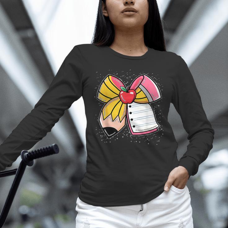 Student Teacher Coquette Bow Pencil Back To School First Day Women Long Sleeve T-Shirt, gift for family, gift for coworker Student Teacher Coquette Bow Pencil Back To School First Day Women Long Sleeve T-Shirt, gift for family, gift for coworker