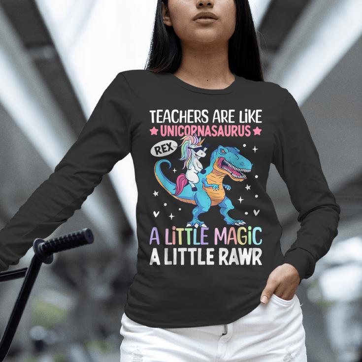 T Rex Dinosaur Unicorn Teachers Are Like Unicornasaurus Rex Women Long Sleeve T-Shirt, gift for family, gift for coworker