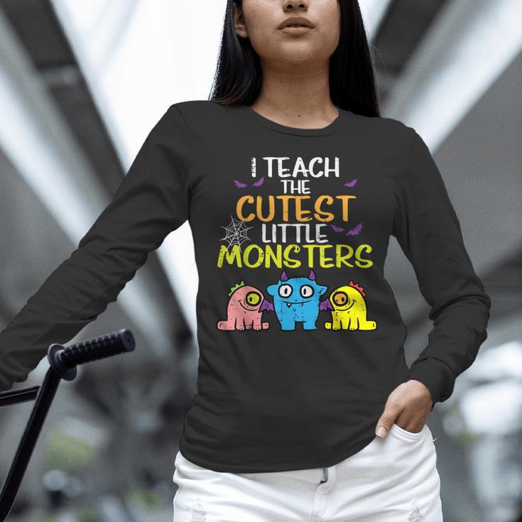 I Teach Cutest Little Monsters Halloween Teacher Men Women Women Long Sleeve T-Shirt, gift for family, gift for coworker