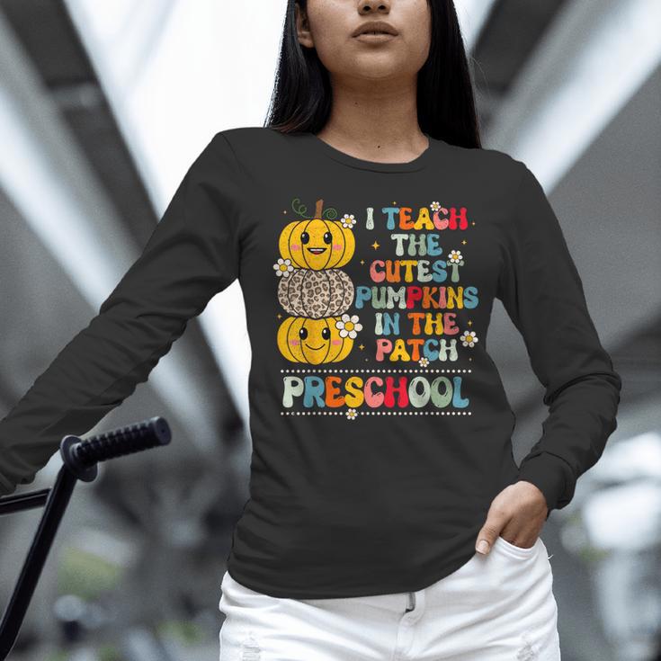I Teach The Cutest Pumpkins Preschool Teacher Halloween Women Long Sleeve T-Shirt, gift for family, gift for coworker