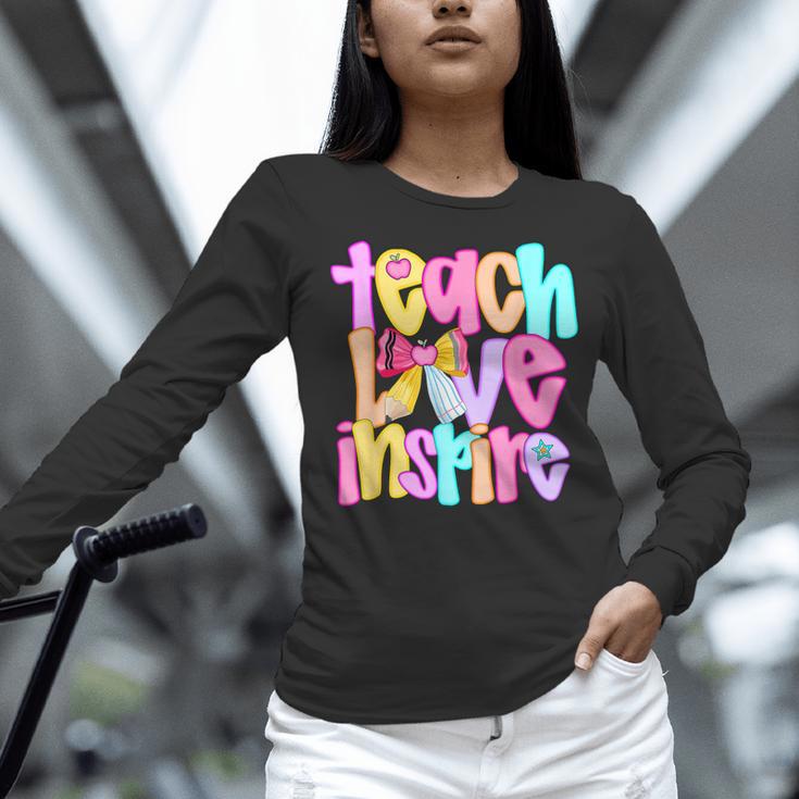Teach Love Inspire Preppy Back To School Teacher Women Women Long Sleeve T-Shirt, gift for family, gift for coworker Teach Love Inspire Preppy Back To School Teacher Women Women Long Sleeve T-Shirt, gift for family, gift for coworker