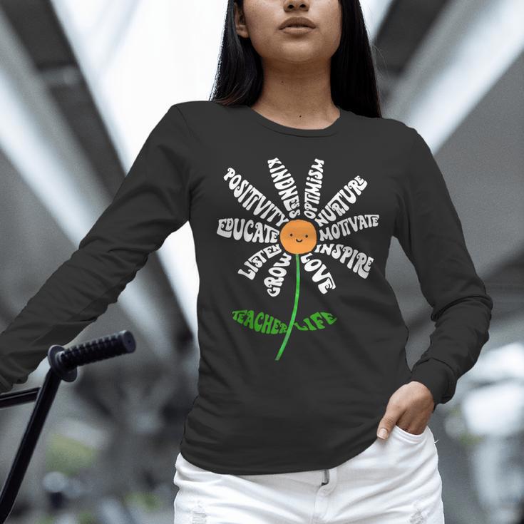 Teach Love Inspire Teachers Inspirational Flower Teachers Women Long Sleeve T-Shirt, gift for family, gift for coworker