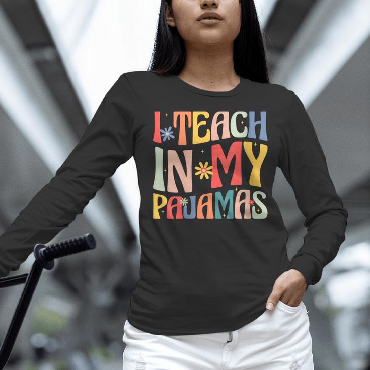 I Teach In My Pajamas Retro Groovy Teacher Humor Women Long Sleeve T-Shirt, Groovy Teacher Shirts, gift for family, gift for coworker I Teach In My Pajamas Retro Groovy Teacher Humor Women Long Sleeve T-Shirt, Groovy Teacher Shirts, gift for family, gift for coworker