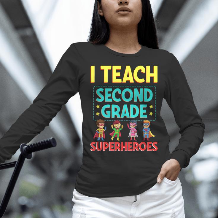 I Teach Second Grade Superheroes Teacher Superhero Women Long Sleeve T-Shirt, gift for family, gift for coworker