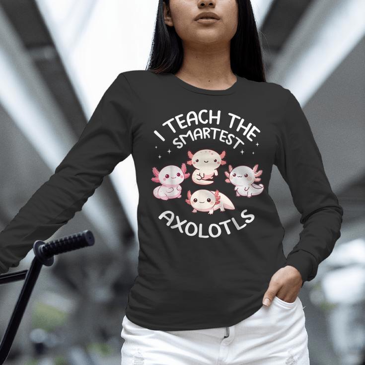 I Teach The Smartest Axolotls Cute Teacher Axolotl Women Long Sleeve T-Shirt, gift for family, gift for coworker I Teach The Smartest Axolotls Cute Teacher Axolotl Women Long Sleeve T-Shirt, gift for family, gift for coworker