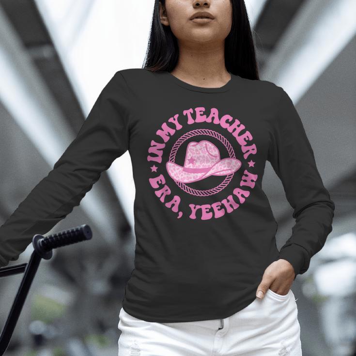 In My Teacher Era Yeehaw Pink Teacher Western Cowgirl Women Long Sleeve T-Shirt, gift for family, gift for coworker In My Teacher Era Yeehaw Pink Teacher Western Cowgirl Women Long Sleeve T-Shirt, gift for family, gift for coworker