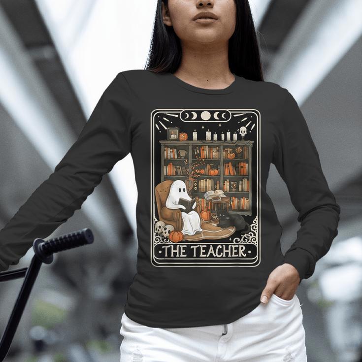 The Teacher Ghost Book Reading Books Lover Halloween Women Long Sleeve T-Shirt, gift for family, gift for coworker