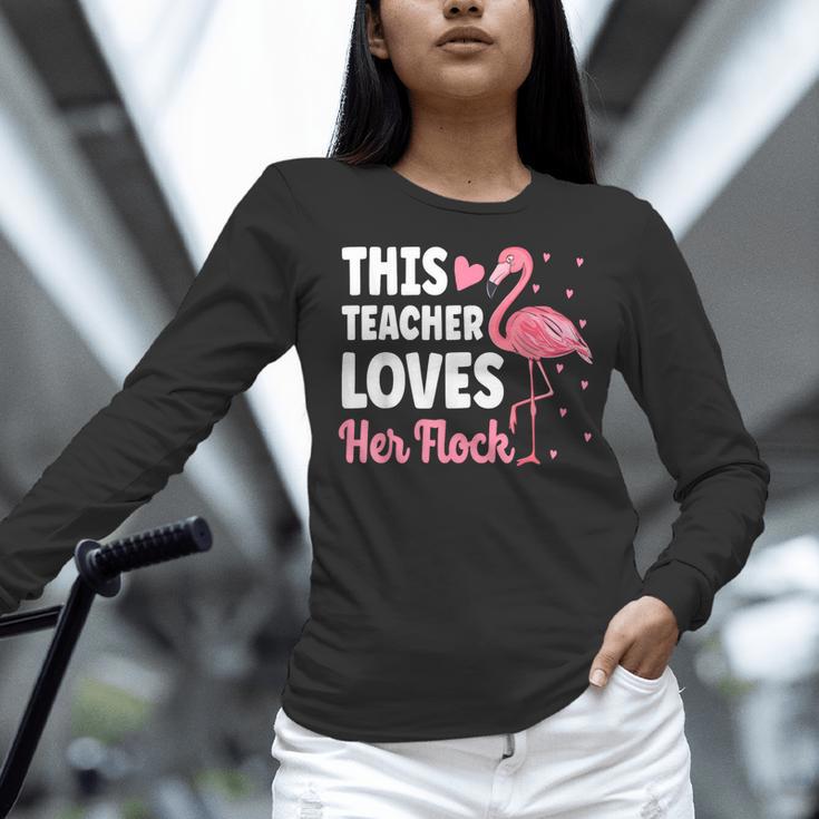 This Teacher Loves Her Flock Teaching Flamingo Girl Women Long Sleeve T-Shirt, gift for family, gift for coworker This Teacher Loves Her Flock Teaching Flamingo Girl Women Long Sleeve T-Shirt, gift for family, gift for coworker