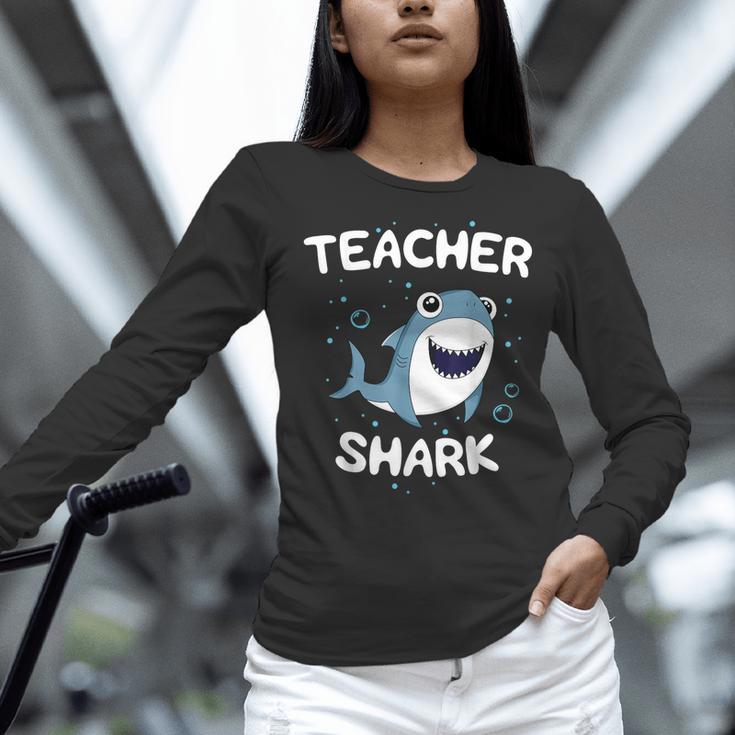 Teacher Shark Teaching Back To School Kindergarten Women Long Sleeve T-Shirt, gift for family, gift for coworker Teacher Shark Teaching Back To School Kindergarten Women Long Sleeve T-Shirt, gift for family, gift for coworker