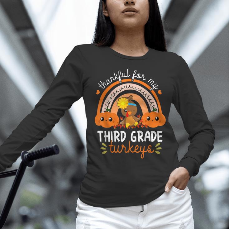 Teacher Thanksgiving Thankful For My Third Grade Turkeys Women Long Sleeve T-Shirt, gift for family, gift for coworker
