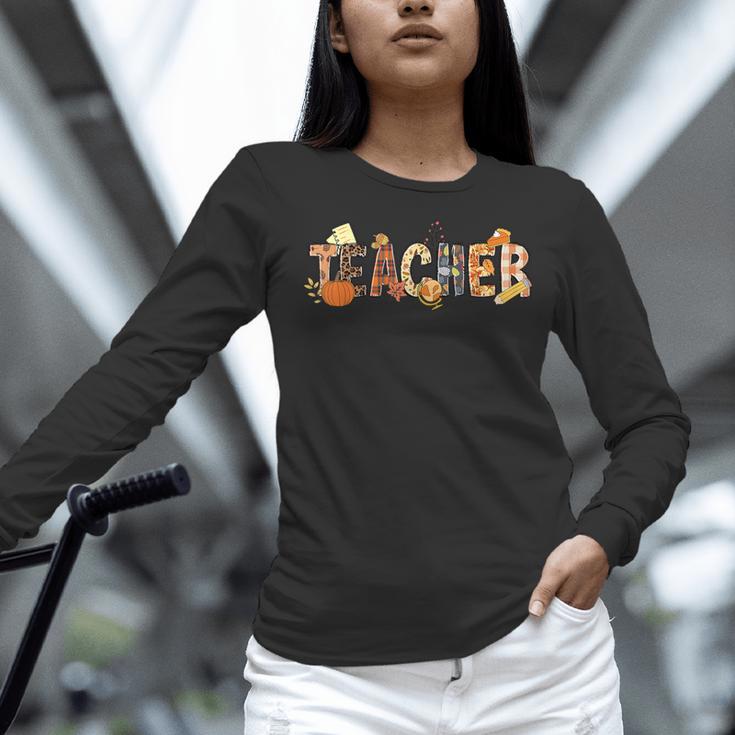 Teacher Thanksgiving Women Autumn Fall Halloween Pumpkin Tee Women Long Sleeve T-Shirt, gift for family, gift for coworker Teacher Thanksgiving Women Autumn Fall Halloween Pumpkin Tee Women Long Sleeve T-Shirt, gift for family, gift for coworker