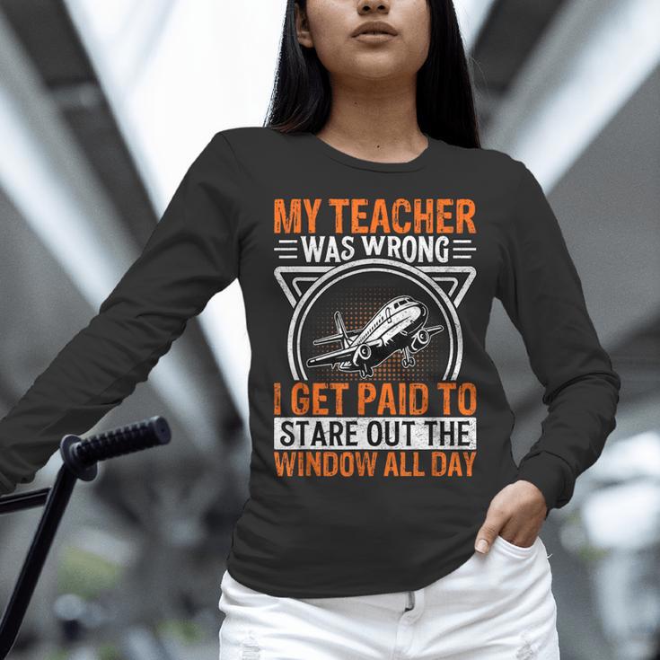 My Teacher Was Wrong I Get Paid To Stare Out The Window Women Long Sleeve T-Shirt, gift for family, gift for coworker My Teacher Was Wrong I Get Paid To Stare Out The Window Women Long Sleeve T-Shirt, gift for family, gift for coworker