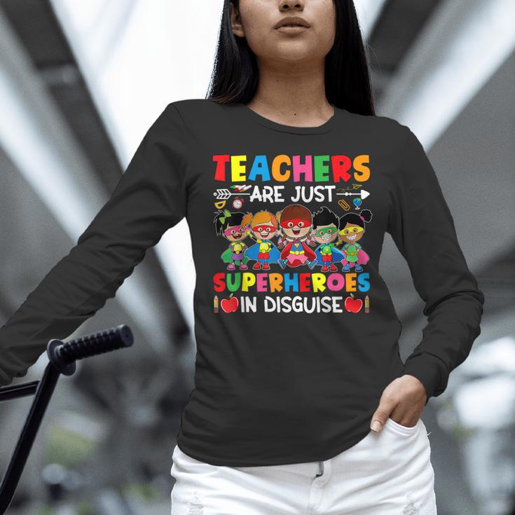 Teachers Are Just Superheroes In Disguise Back To School Women Long Sleeve T-Shirt, gift for family, gift for coworker Teachers Are Just Superheroes In Disguise Back To School Women Long Sleeve T-Shirt, gift for family, gift for coworker